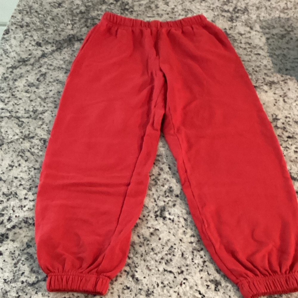 Garage Kids Red Fleece Sweatpants with Elastic Ankles